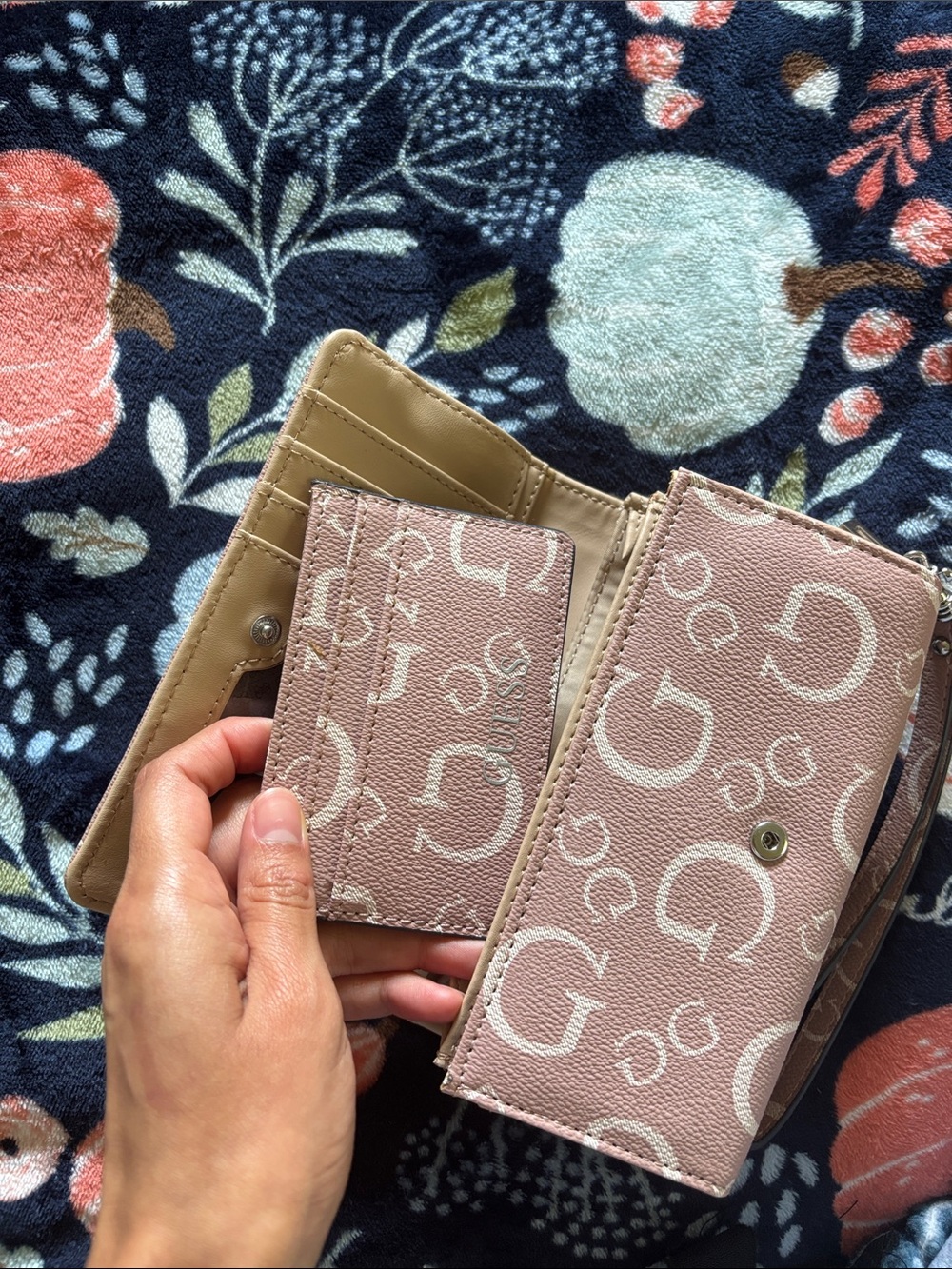 GUESS Pink Logo Wristlet Clutch with Wrist Strap - Picture 4 of 5